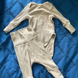 Brown Ribbed Matching Set